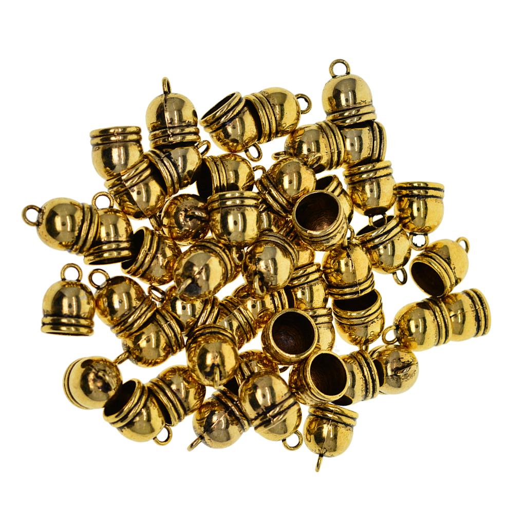 50pcs 10mm Bell End Cap Mesh Kumihimo Cord Tassel DIY Making Black