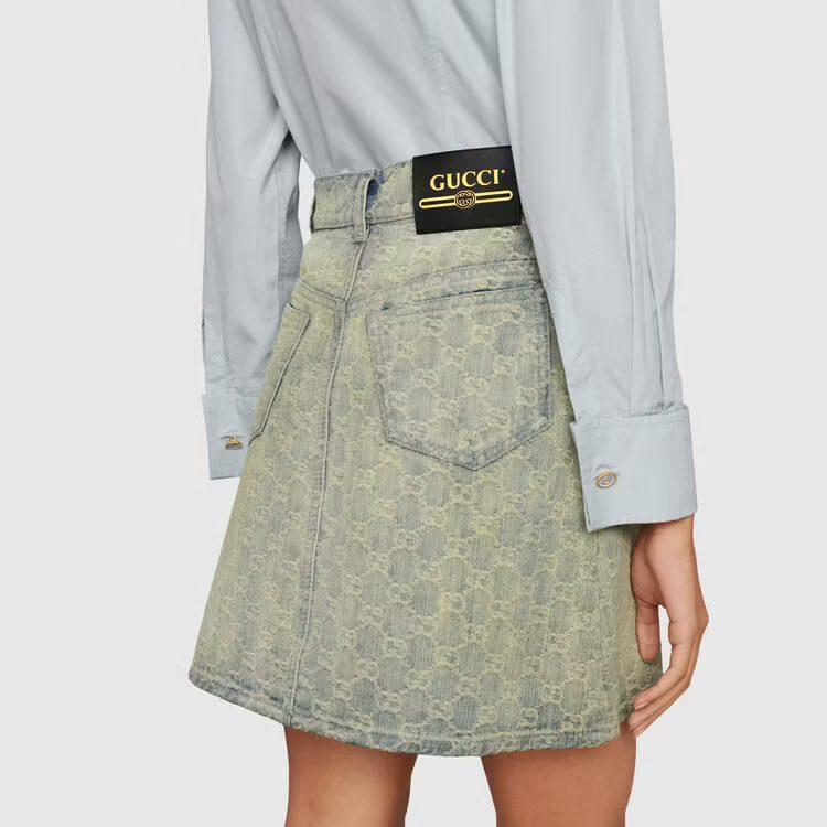GUCCI SS22 Denim Short Skirts Women's Blue Black 678789-XDBOK-4692