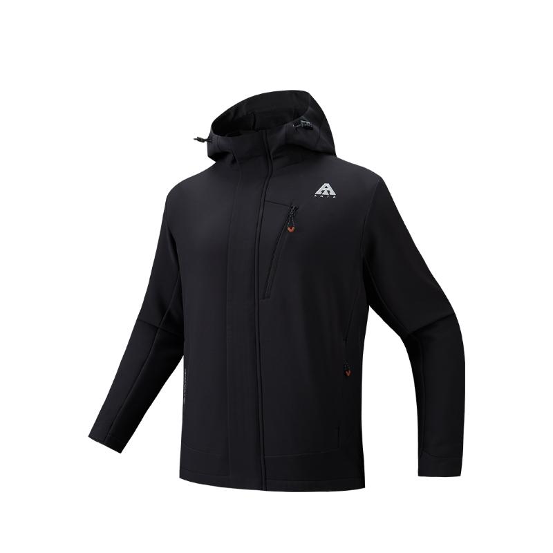 Anta Outdoor Series Simple Comfortable Casual Soft Shell Hooded Fleece Lined Warm Windproof Fashion Jacket Men Jackets 952546606-4