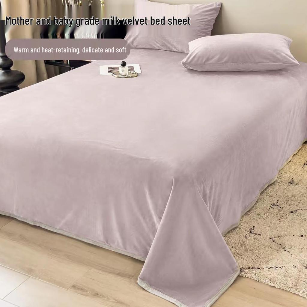 Milchsamt Winterfleece Bettwäscheset: Einzelstudentenwohnheim Dreiteilige Dicke Plüsch Rutschfeste Korallen-Decke