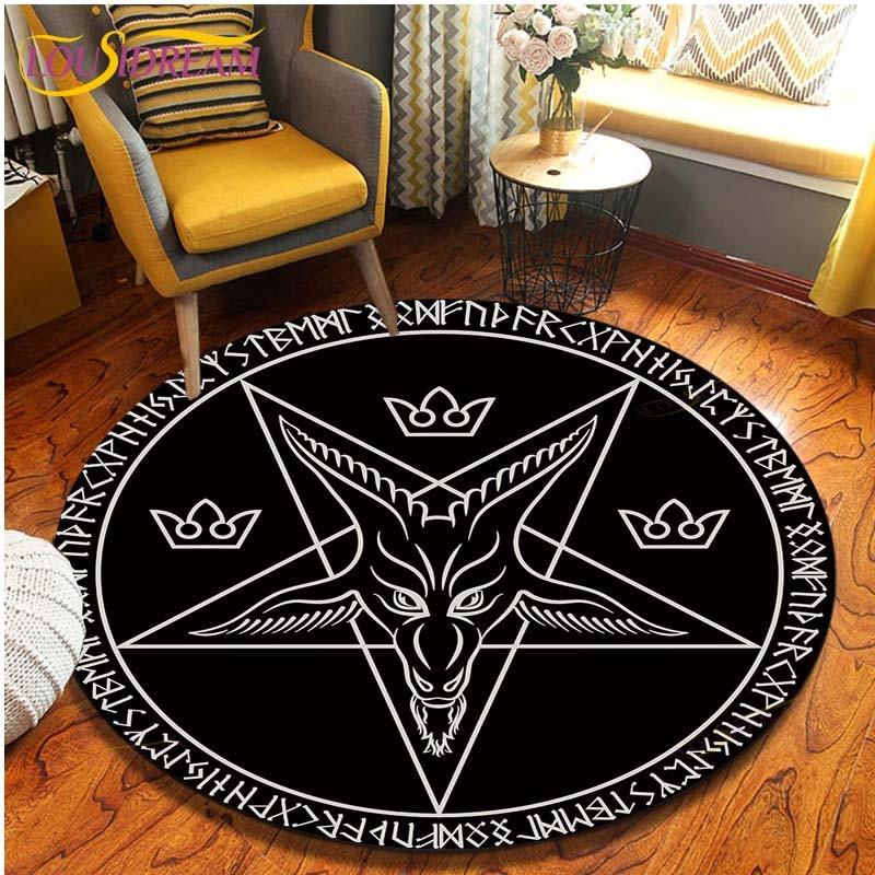 Satan Skull 3D Print Waterproof and Non-slip Circle Cute Floor Rug Round Area Rugs Living Room Children Chair Tent Carpets