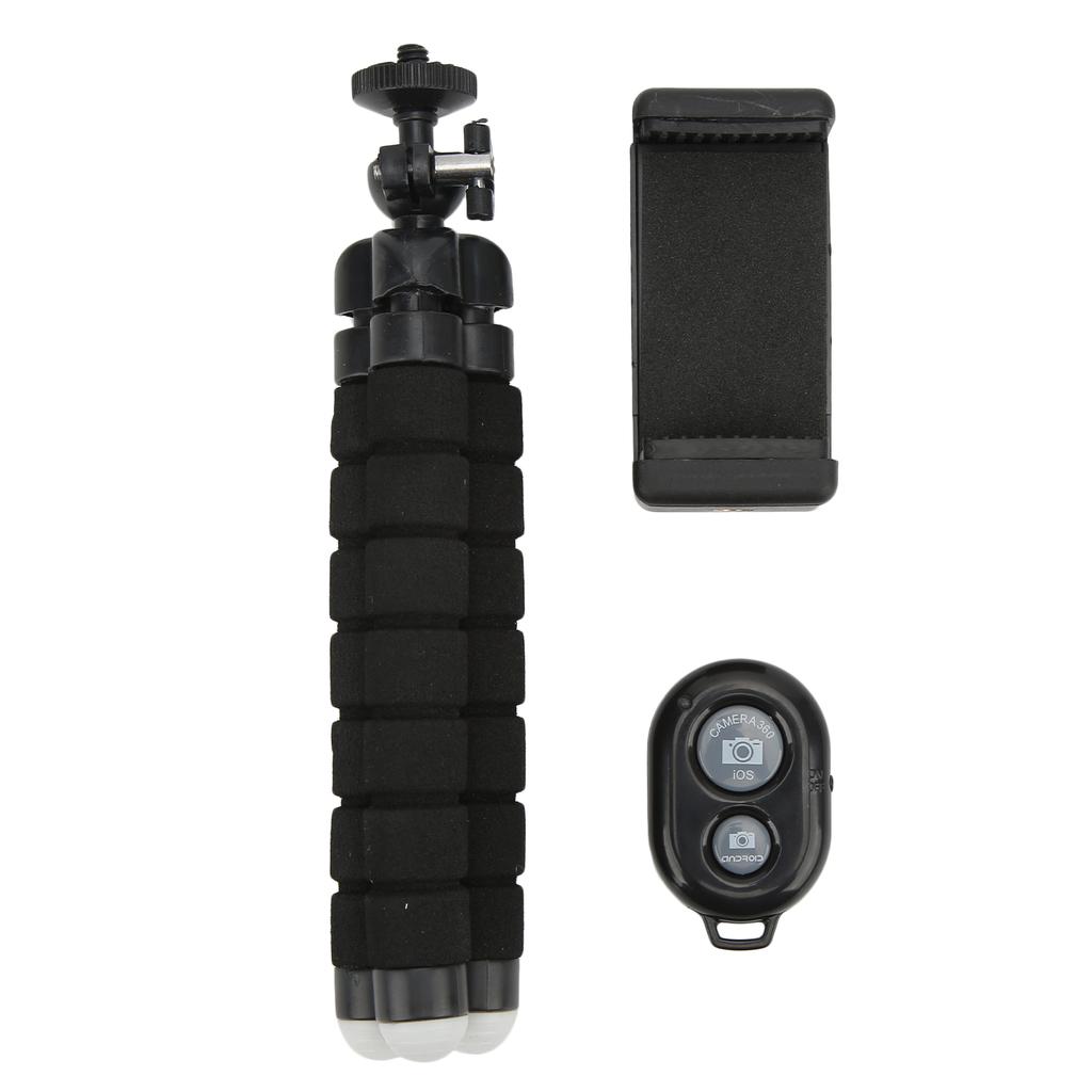 Flexible Sponge Tripod with Wireless Remote Control Phone Clip Holder Adjustable Selfie Stick Tripod