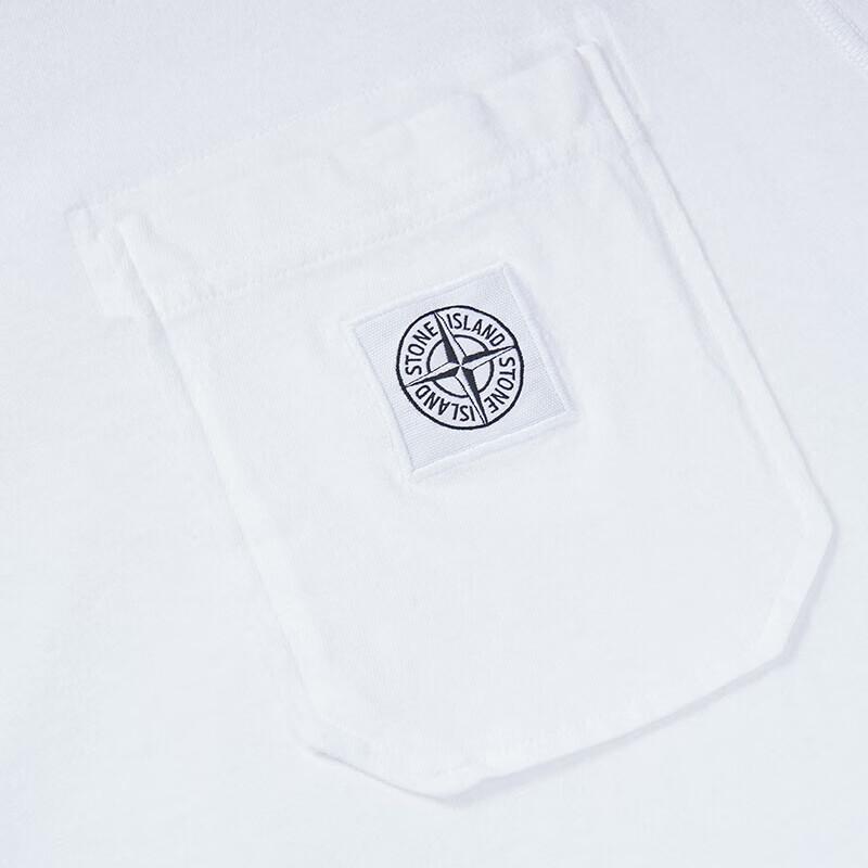 STONE ISLAND Logo Muster Aufdruck Rundhals Kurzarm T-Shirt Herren Oberteile Weiß 101521957-A0001
