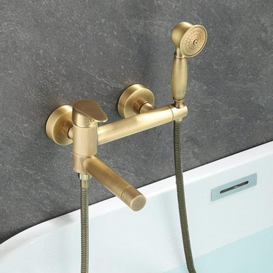 Black Brass Bathroom Bathtub Faucet Set with Shower Head and Hot/Cold Mixer Valve