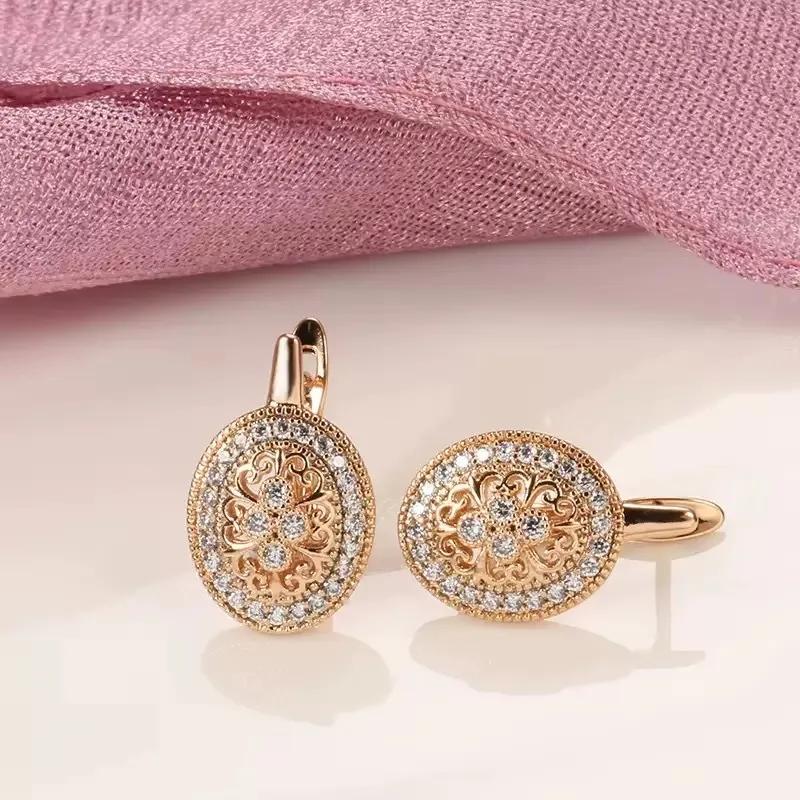 Personalized and Creative Sparkling Inlaid Zircon Hollow Oval Earrings, Women's Luxurious Wedding Banquet Jewelry