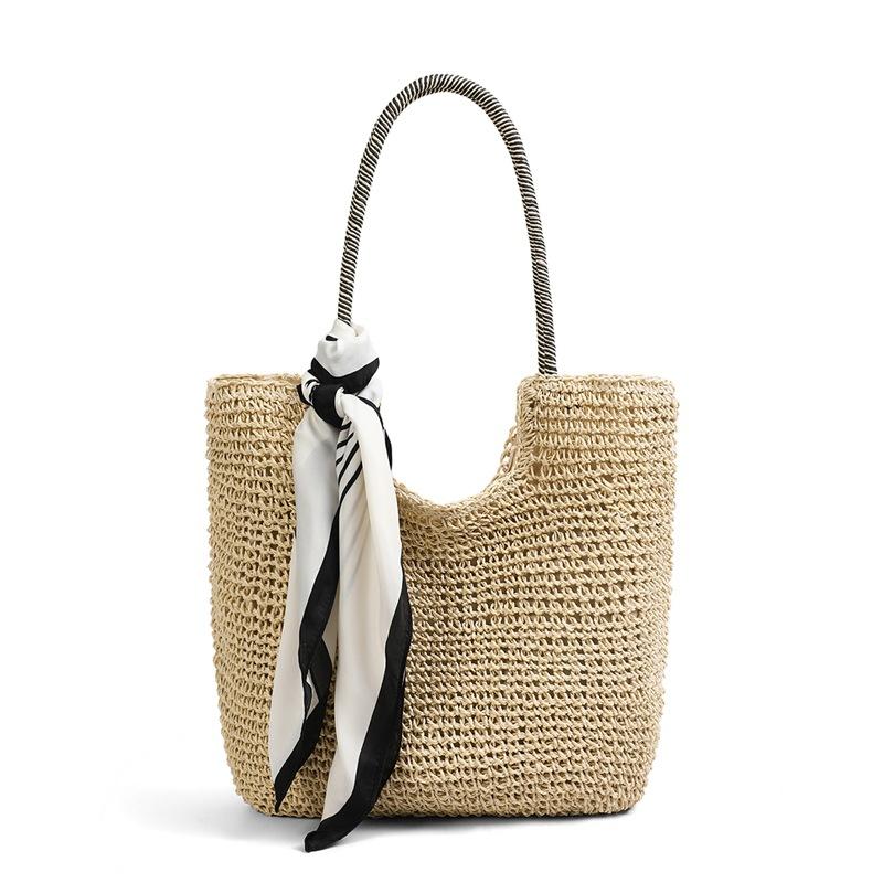 Woven Bag Straw Women'S Bag Large Capacity Versatile Shoulder Vegetable Basket Beach Tote Bag