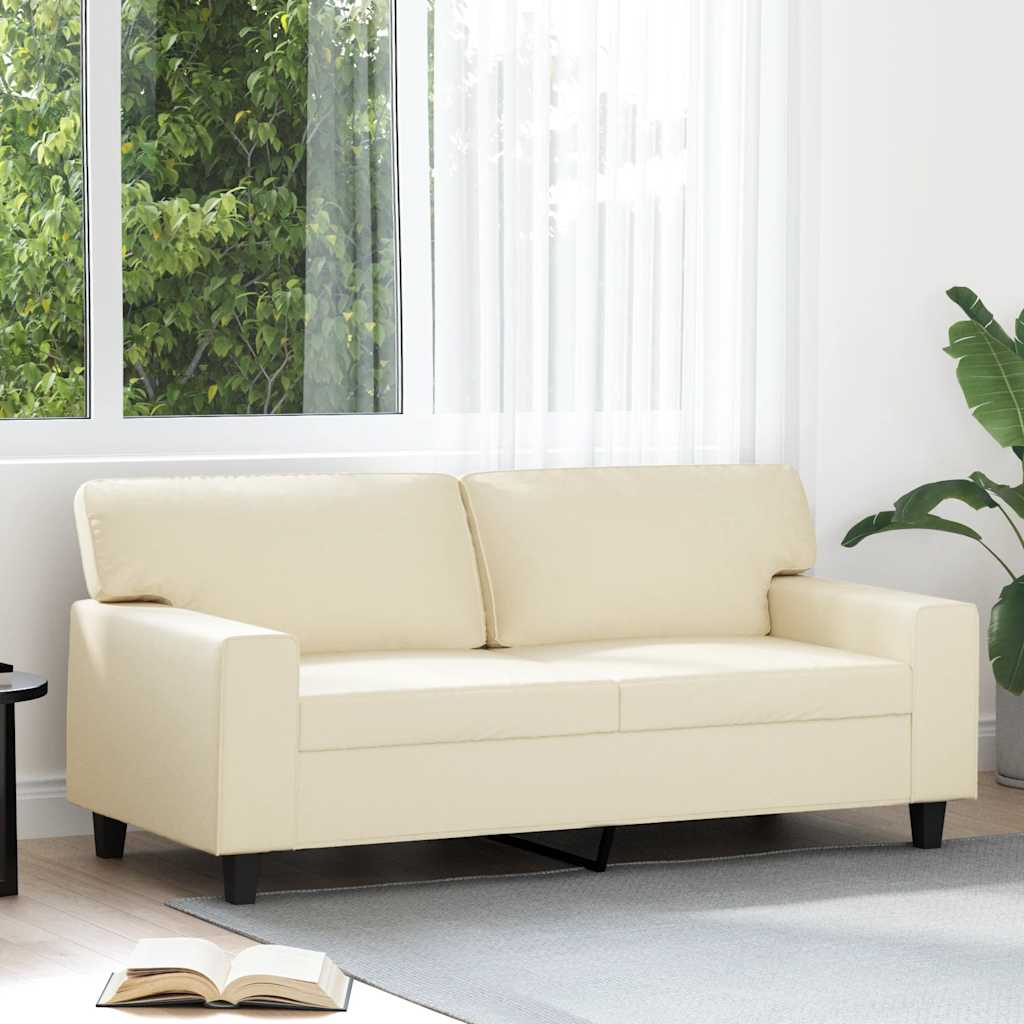 2 Seater Cream Sofa 140 Cm Faux Leather