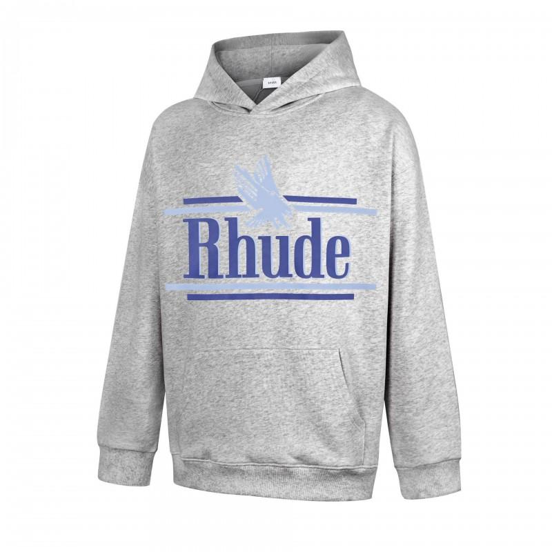 26SS Rhude High Street Cotton Hoodie Geometric Letter Print Mens Sweatshirt