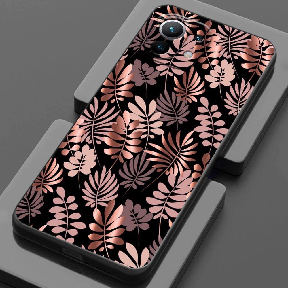 Pink Glitter Hearts Love Grass Leaf For Xiaomi 15 Ultra 11T 12T 13T 14T Pro Phone Case Mi POCO X7 M7 F7 Pro F5 F6 X3 X5 X6 Cover