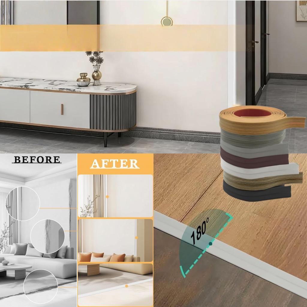 1pc 118.11X0.79in Inside Outside Corner Trim Moulding Flexible Wall Corner Protector Self Adhesive Edge Floor Transition Strip
