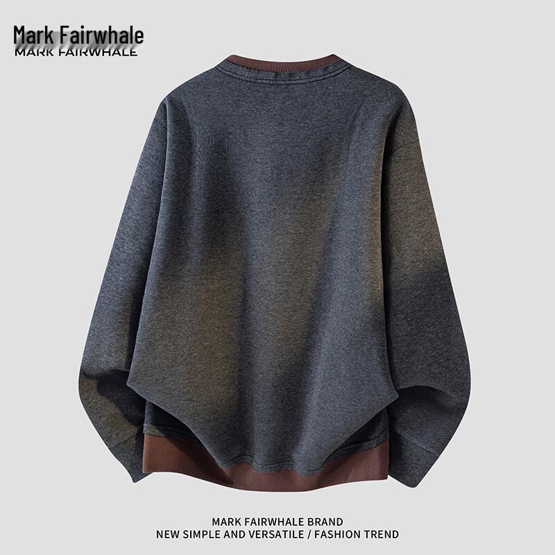 Mark Fairwhale American Style Half-Zip Fake Two-Piece Loose Sweatshirt