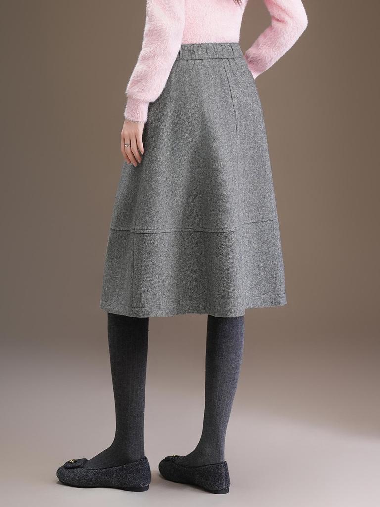 2025 Winter Slimming A-Line Wool Skirt: Mid-Length, Hip-Covering, Stylish & Comfortable Drape