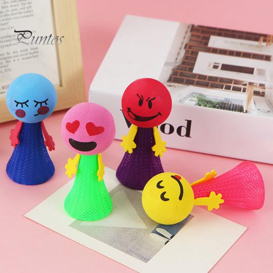 10Pcs Spring Jumping Man Toy Press Kids Bouncing Cartoon Expression Ball Launcher Game Toddlers Boys Girls Kindergarten Party Favors Gift Bag Fillers