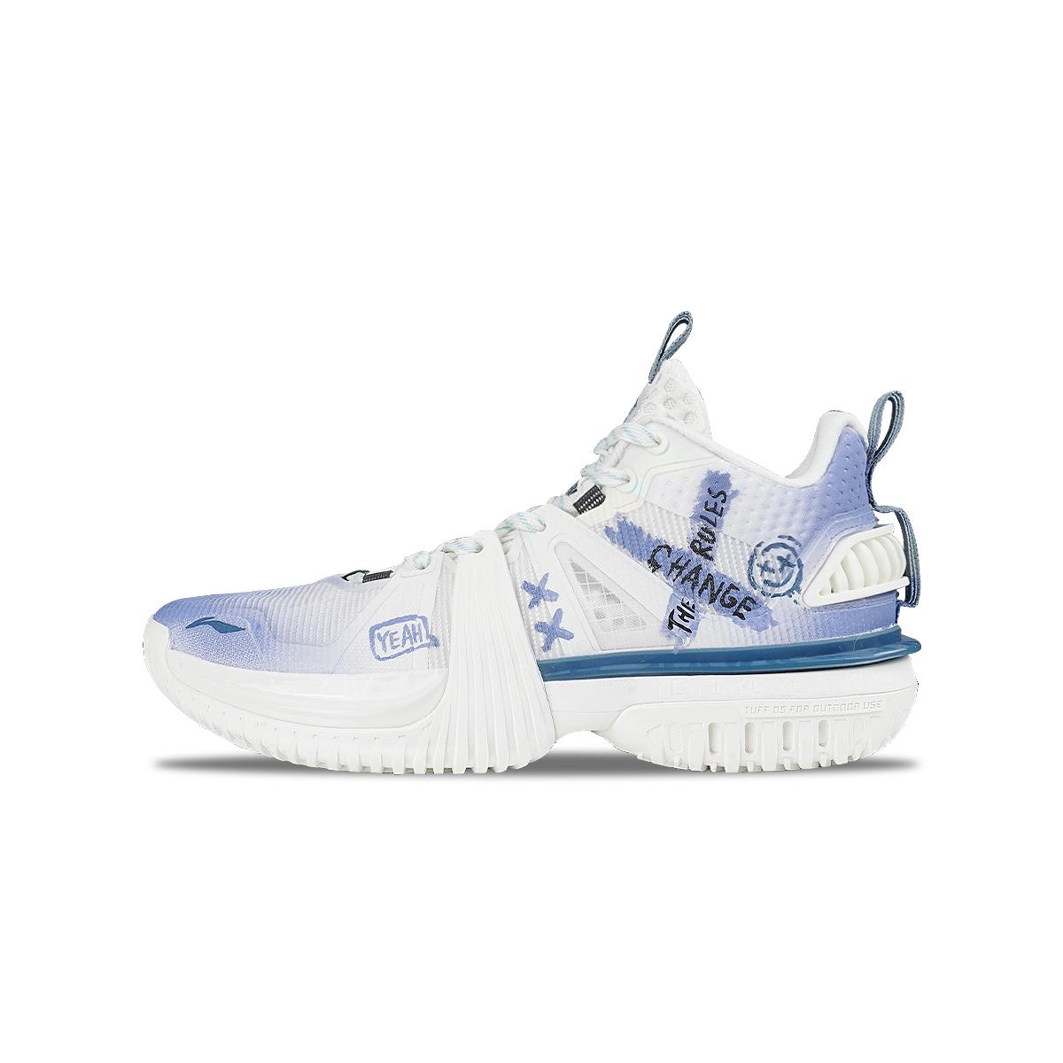 Li Ning Storm 2024 Износостойкие Нескользящие Низкие Баскетбольные Кроссовки Мужские Бело-Фиолетовые ABFU017-3(Команда41-) 43