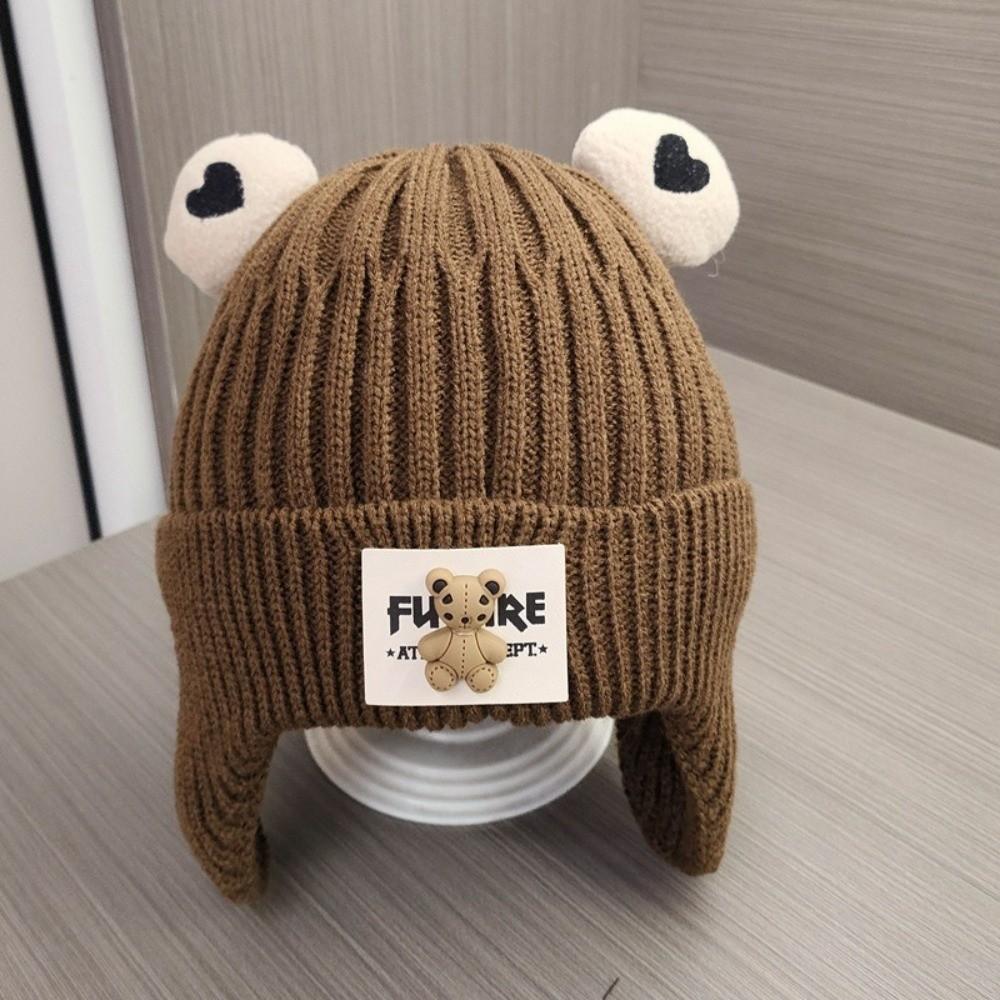 Windproof Pullover Cap Cute Bear Beanie Hat New Knitted Hat Outdoor Sports