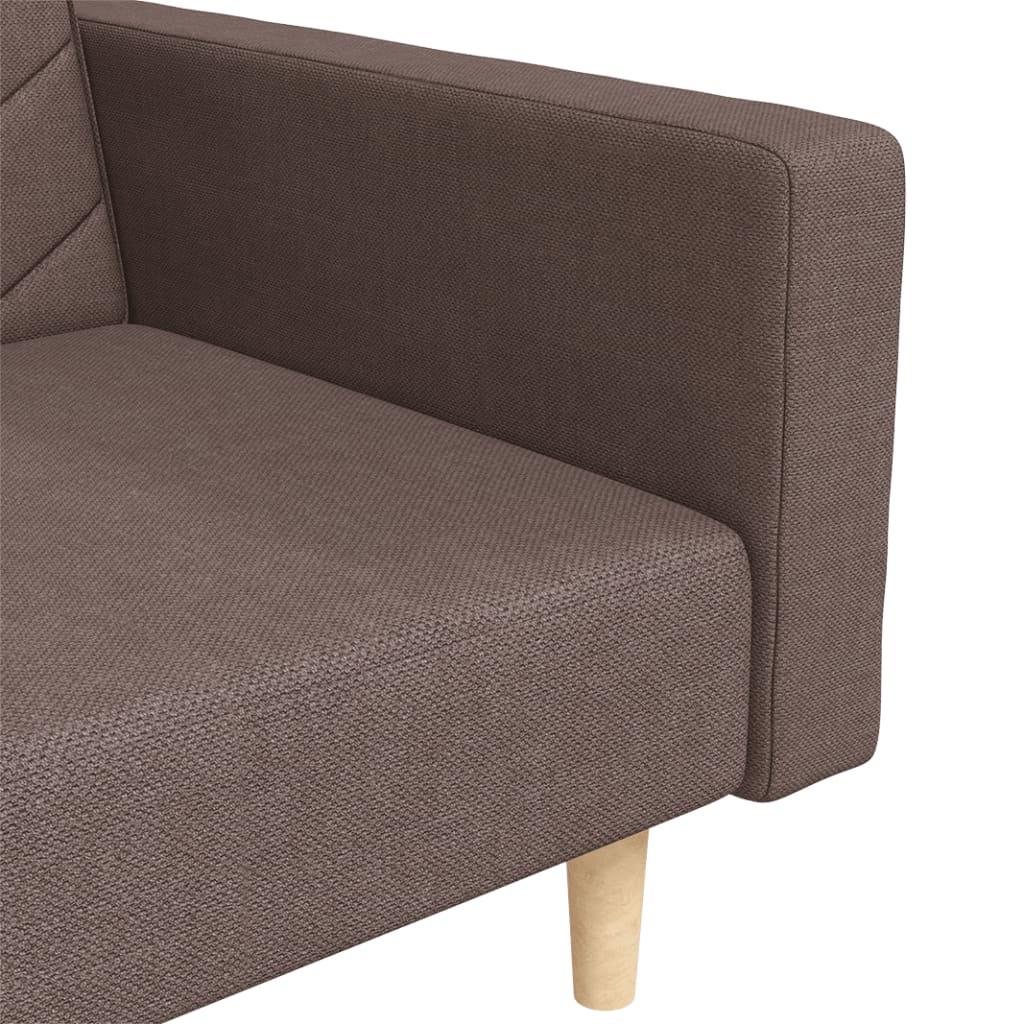 2 Seater Sofa Bed with 2 Cushions Taupe Fabric