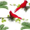 5 Pcs Christmas Animals Red Artificial Realistic with Clip Pine Branches