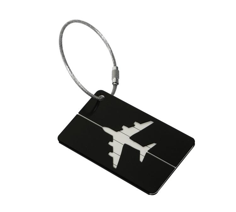 Aluminium Alloy Aircraft Luggage Tag with Name Travel Luggage Tag ID Card Anti-lost Solid Colour Travel Accessories