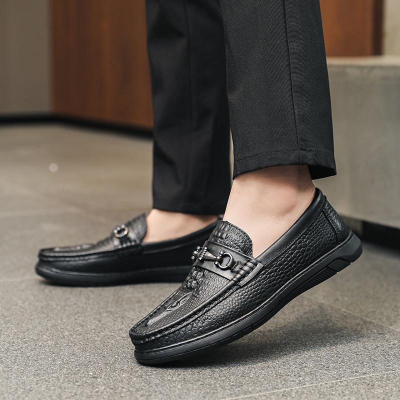 Luxusmarke Herren Slipper Mokassins Atmungsaktiv Slip-on Schwarz Fahrschuhe Echtes Leder Herren Freizeitschuhe Alleskönner Herren Slipper