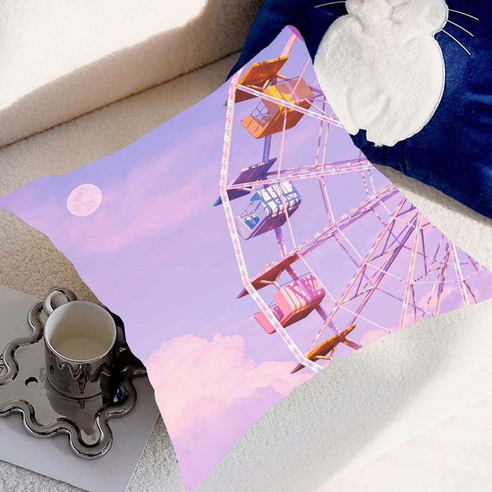 Ferris Wheeles Case Pillow Cover Case Square Room Sofa With For Home Use Plush Cute Cushion Cover