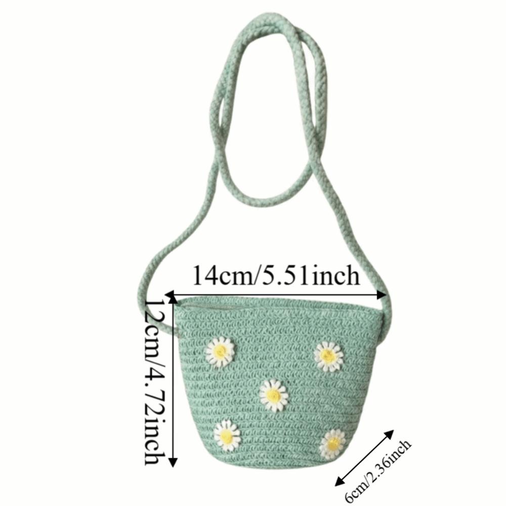 Natural Material Straw Beach Bag Weave Design Children Shoulder Bag  Holiday