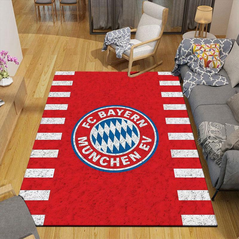 Bayern Munich Flannel Printed Carpet, Home Sofa Decoration for Living Room & Bedroom, Non‑Slip Play Flannel Floor Mat for Game Room