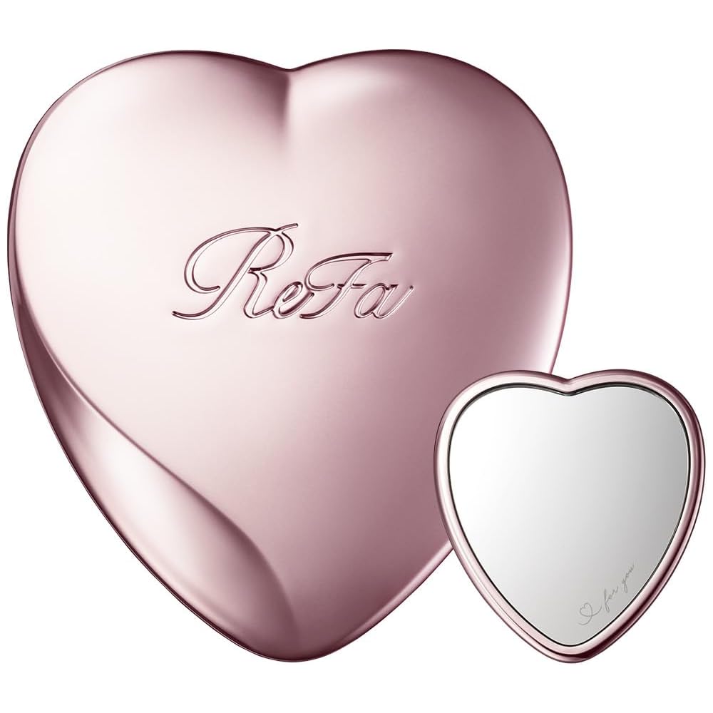 ReFa HEART MIRROR Rose Gold Compact Makeup Mirror with LED Light and Adjustable Stand
