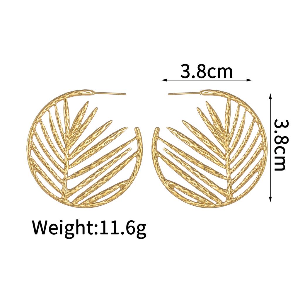 Orecchini da Donna in Acciaio Inossidabile Placcato Oro alla Moda Squisito Design a Foglia di Ginkgo Orecchini Impermeabili con Zirconi Regali Quotidiani per Feste