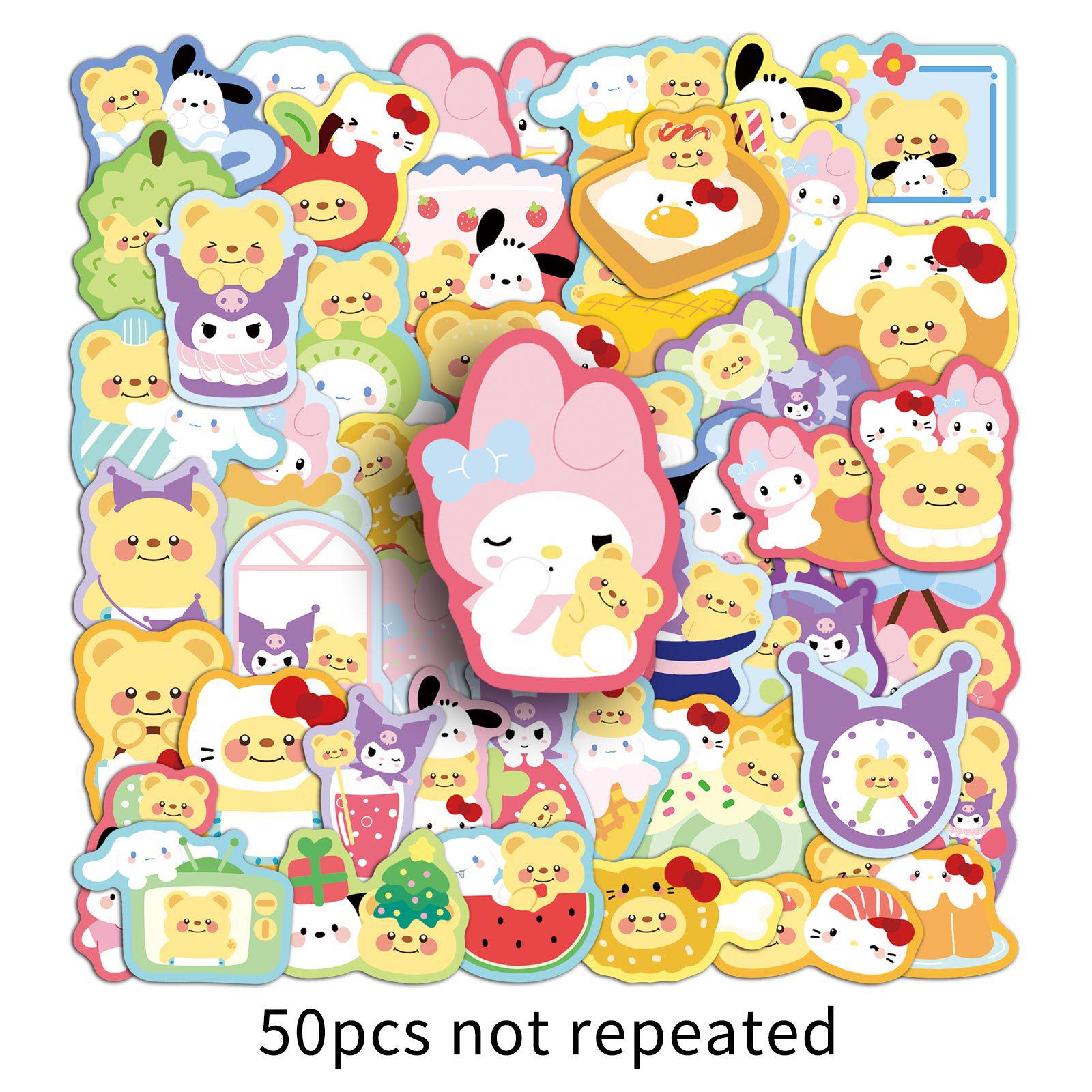Sanrio x Butter Bear Collaboration Stickers: 50 Trendy Japanese Animation Graffiti Stickers for Water Bottles and Computers