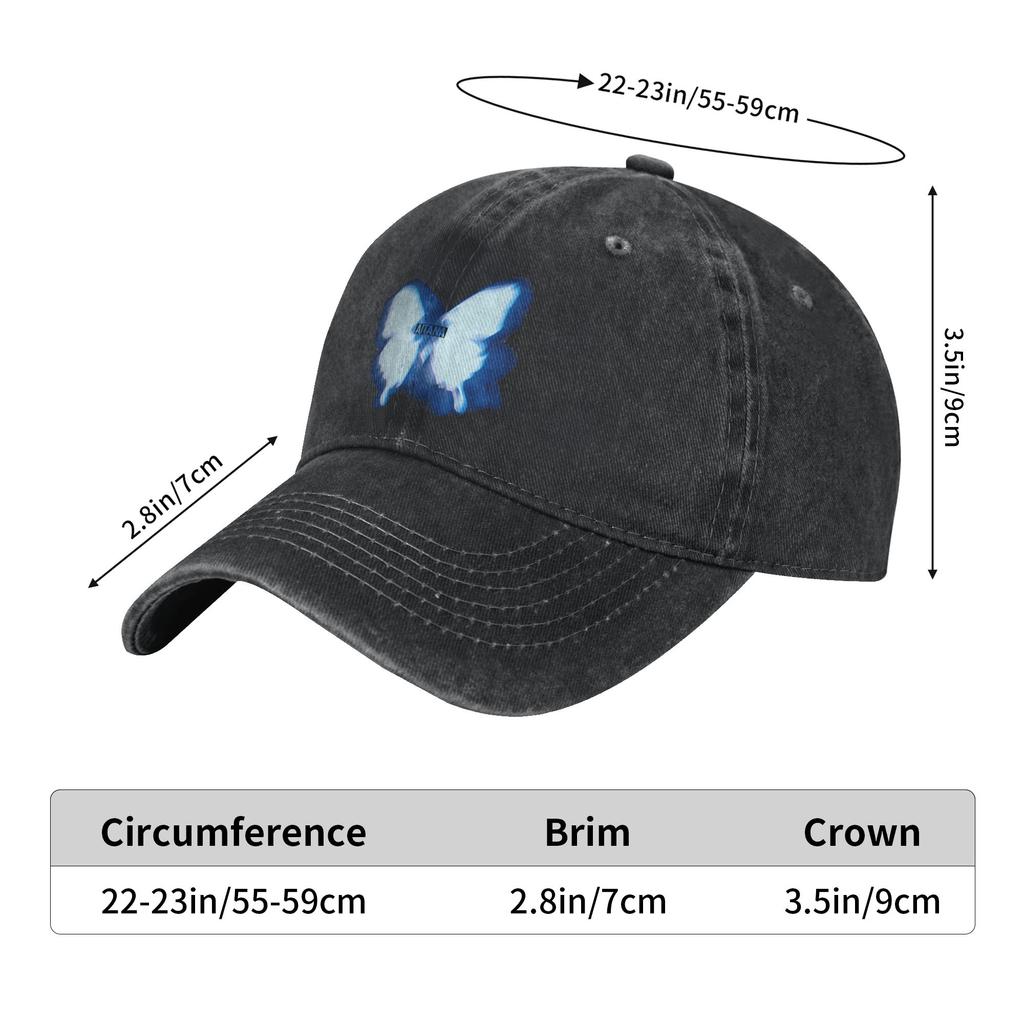 2026 Washed Baseball Cap Butterfly Aitanas Spanish Singer Summer Hip Hop Hats For Unisex-Teens Cool Hiking Fishing Sun Snapback