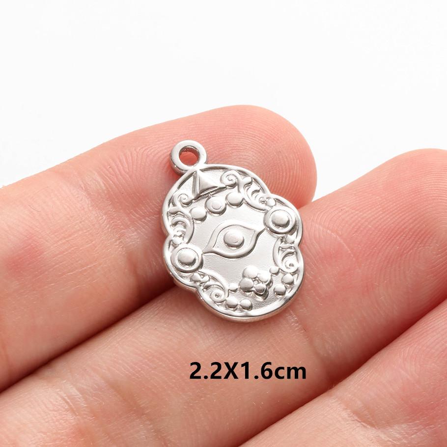 6pcs Evil Blue Eye Charm Dark Blue Heart Moon Eyes Pendant Rhinestone Stainless Steel Charm For Jewelry Making Necklace Keychain