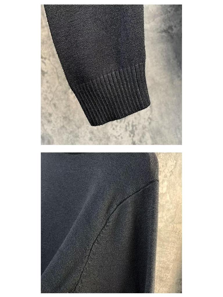Men's Korean Style Loose Fit Knit High-Neck Long Sleeve Sweater for Autumn and Winter