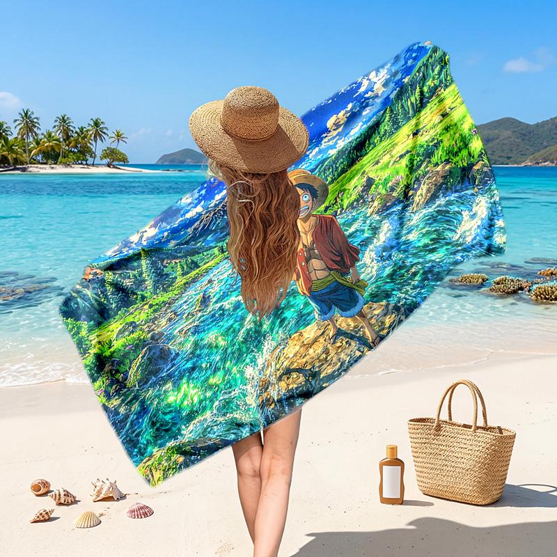 One Piece Printed Swim Towel, Portable Water Absorbent Towel for Beach Camping Daily Bathroom Use