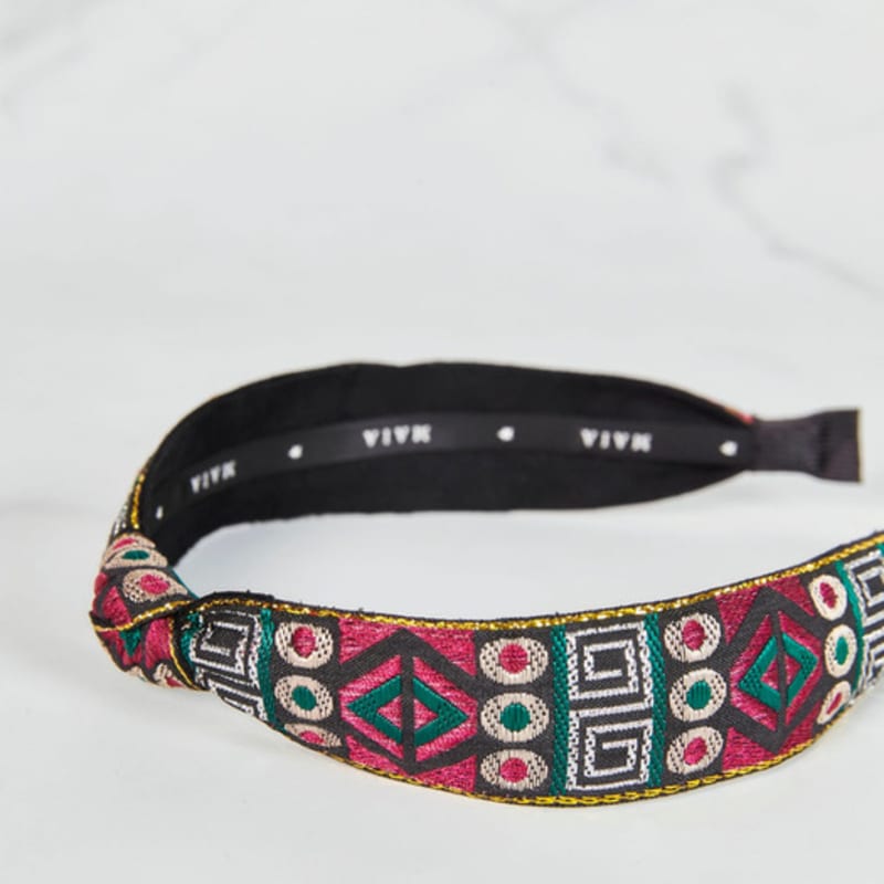 MAIA Pearl Flower Jacquard Hairband A - Knotted Violet