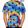 Colorful Tie-D 3D printed men's shirt, unisex short sleeved T-shirt, plus size