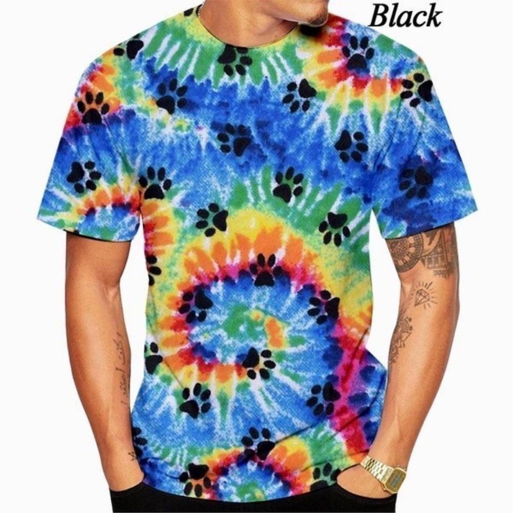 Colorful Tie-D 3D printed men's shirt, unisex short sleeved T-shirt, plus size
