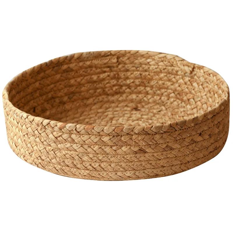 Storage Basket Straw Woven Fruit Storage Basket Home Bathroom Tabletop Miscellaneous Item Snacks Toy Storage Organization Basket