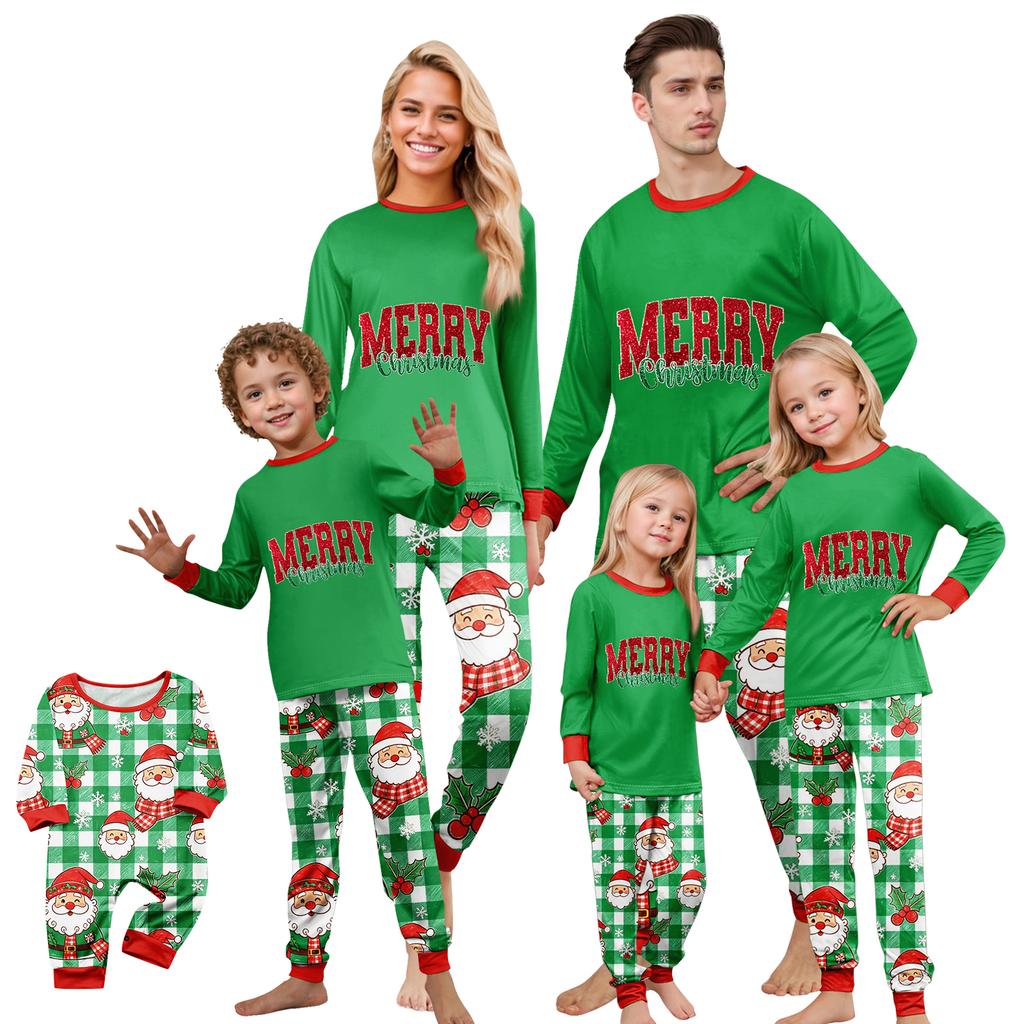 Matching Family Christmas Print Loungewear Set for Parent and Child Holiday Home Wear