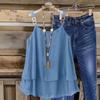 Spring and summer new crew neck women's clothing casual loose fashion elegant commuter vacation solid color double suspender top