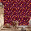 Intricate floral pattern wallpaper in burgundy and plum 50x1000