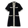 GUCCI 550372 18 Year Black Michele Period Tiger Head Chain Belt with Gold Buttons Short Sleeve Shirt Dress dress 38 blackUsed