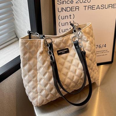 Women's Large Capacity Shoulder Bag Quilted Tote Bag Fashion All-match Commuter Bag
