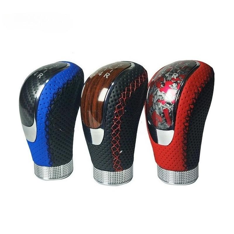5 Speed Leather Red Gear Knob Car Gear Shift Knobs Universal Shifter Knob Gear Stick Shift Knobs Lever Manual Transmission