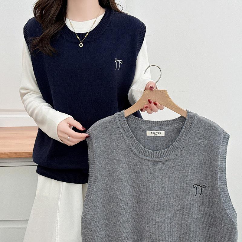 

E2 Plus Size Women s Spring Slimming Loose Casual Korean Knit Vest 5056 4XL (180-200 jin) темно-синий