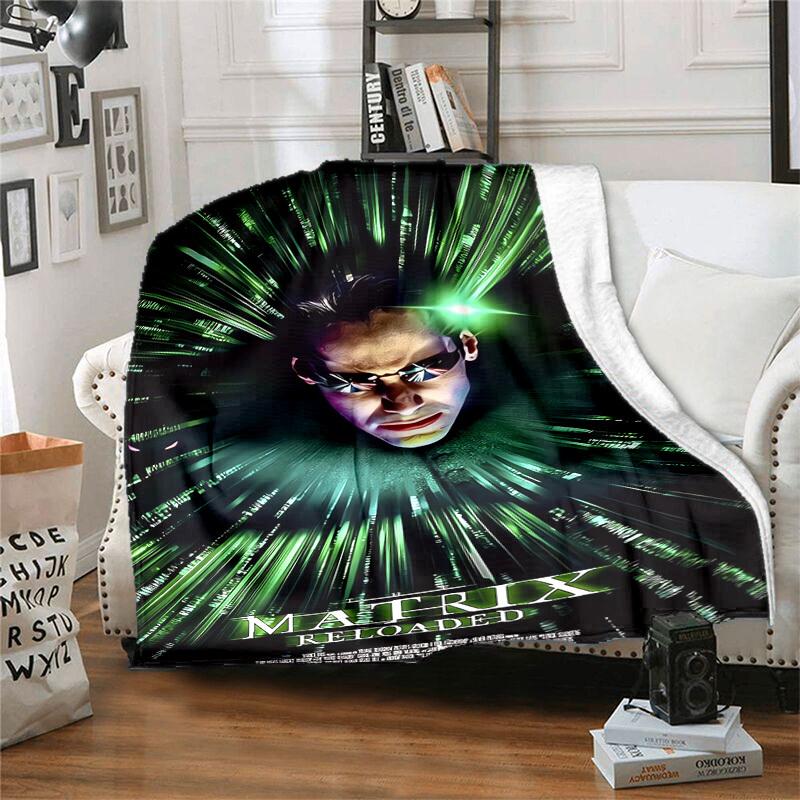 1pc The Matrix Reloaded Poster Cartoon Blanket,Portable Throw for Travel & Camping, All Season Cozy Blanket,Ideal Gift