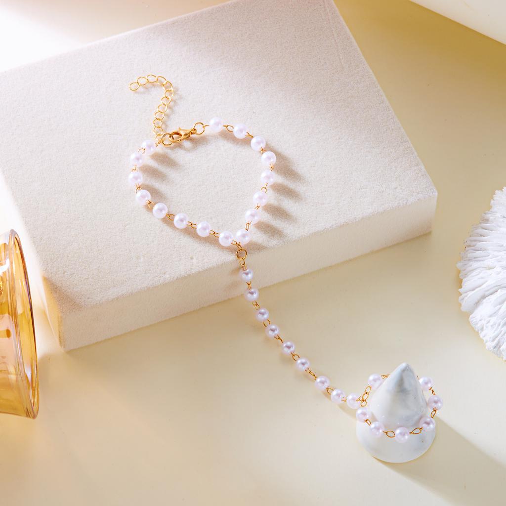Light Luxury Colorful Love Heart Tassel Chain Ring With Bracelet Link Wrist Chain Finger Rings For Women Wedding Party Jewelry