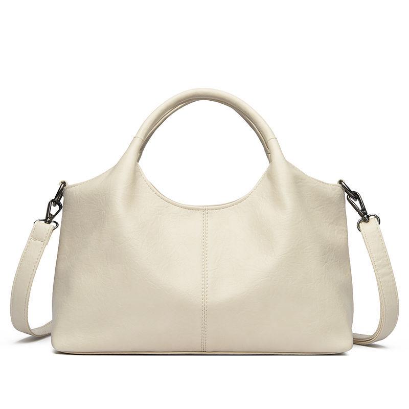 Bolso de Mano Grande de Moda para Mujer de Cuero Genuino, Bolso Versátil de Hombro y Cruzado, Cuero Suave para Mujeres de Mediana Edad, Nuevo Estilo.