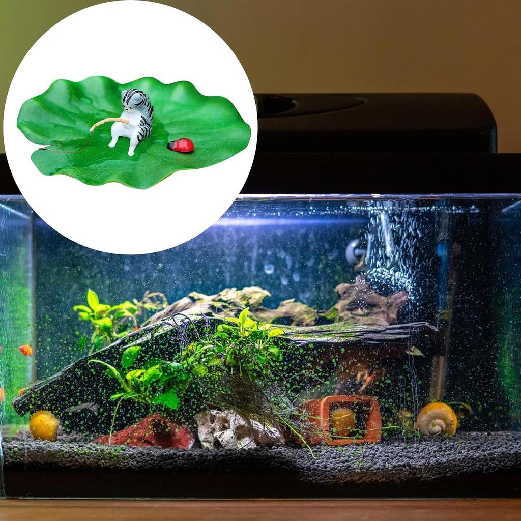 Fish Tank Side Small Resin Cartoon Fishing Cat Kitten Hanging Creative Fun Micro Landscape Office Ornaments Aquarium Decoration