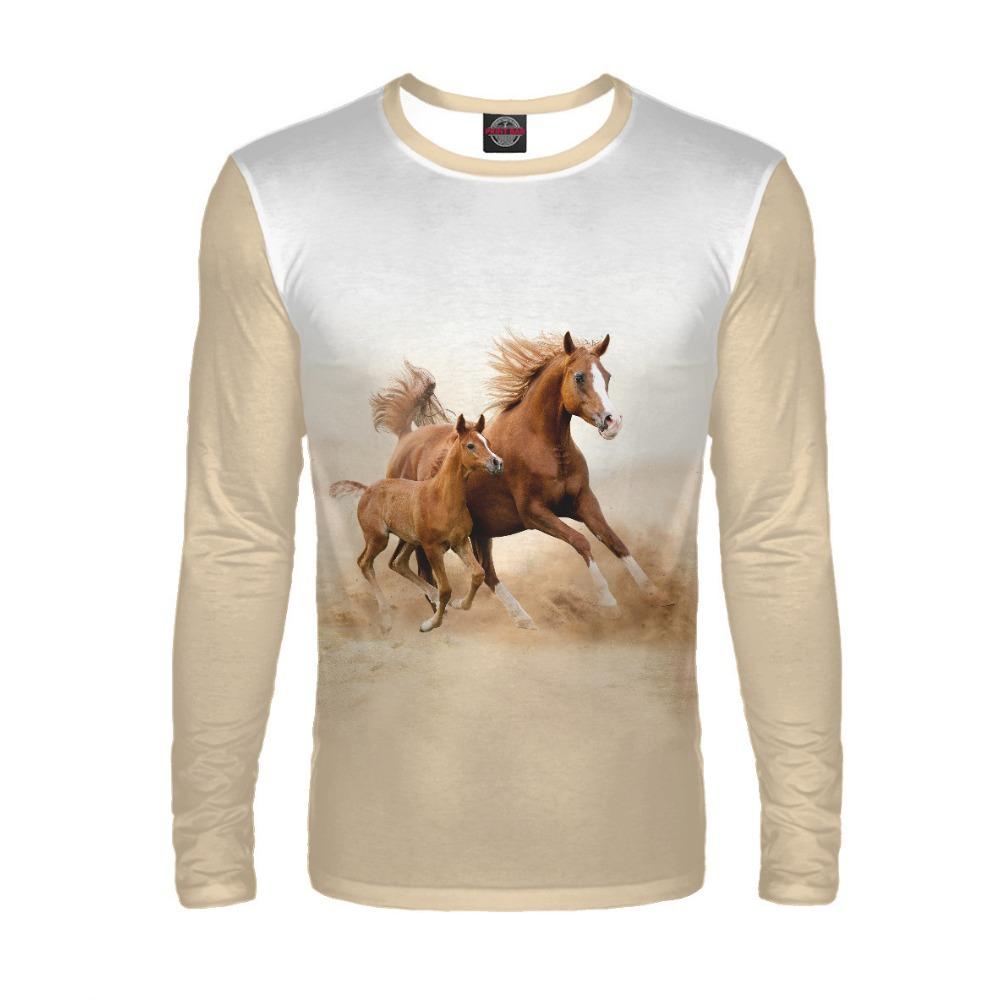 

Весенне-осенняя футболка с круглым вырезом и 3D-принтом с узором лошади, модная повседневная мужская футболка с длинным рукавом 5XL