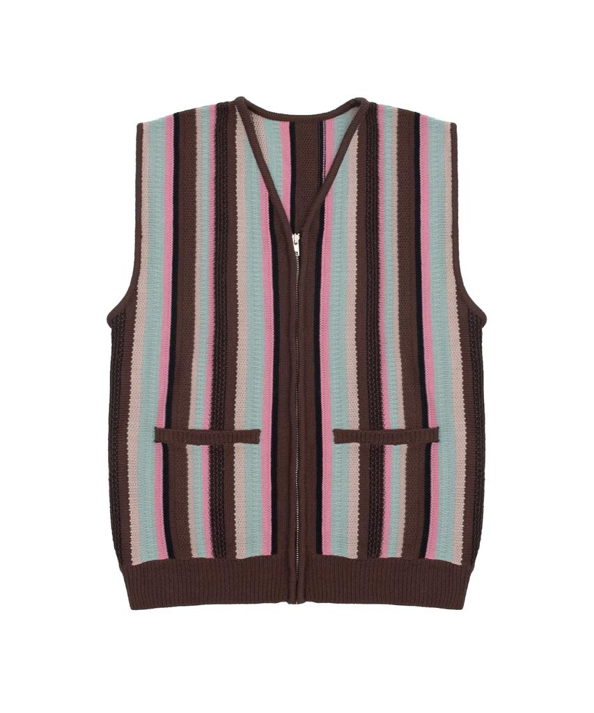 Cactusdonutmarket Vertical Stripe Knit Vest - Brown
